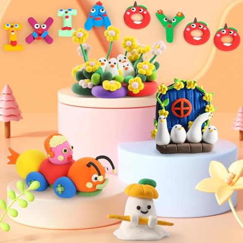 Ixiaoyoo Air Dry Clay, 64 Colors Modeling Clay for Kids, Creative DIY School Arts & Crafts Kit, Soft & Non-Sticky, Birthday & Christmas Toys Gifts for Age 3 4 5 6 7 8+ Years Old Boys Girls Kids - Image 9