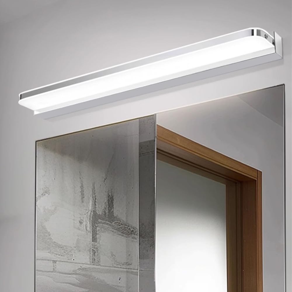 Mengjay Aplique Pared Interior LED,Aplique Espejo Baño Blanco Frío 6000K Luz Espejo Baño,Moderno LED Lampara de Pared para Sala de Estar Dormitorio Cocina Pasillo (Plata, 60cm)