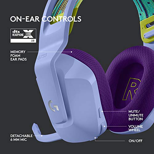 Image of Logitech G733 Lightspeed Wireless Gaming Headset with Suspension Headband, LIGHTSYNC RGB, Blue VO!CE mic Technology and PRO-G Audio Drivers-Lilac