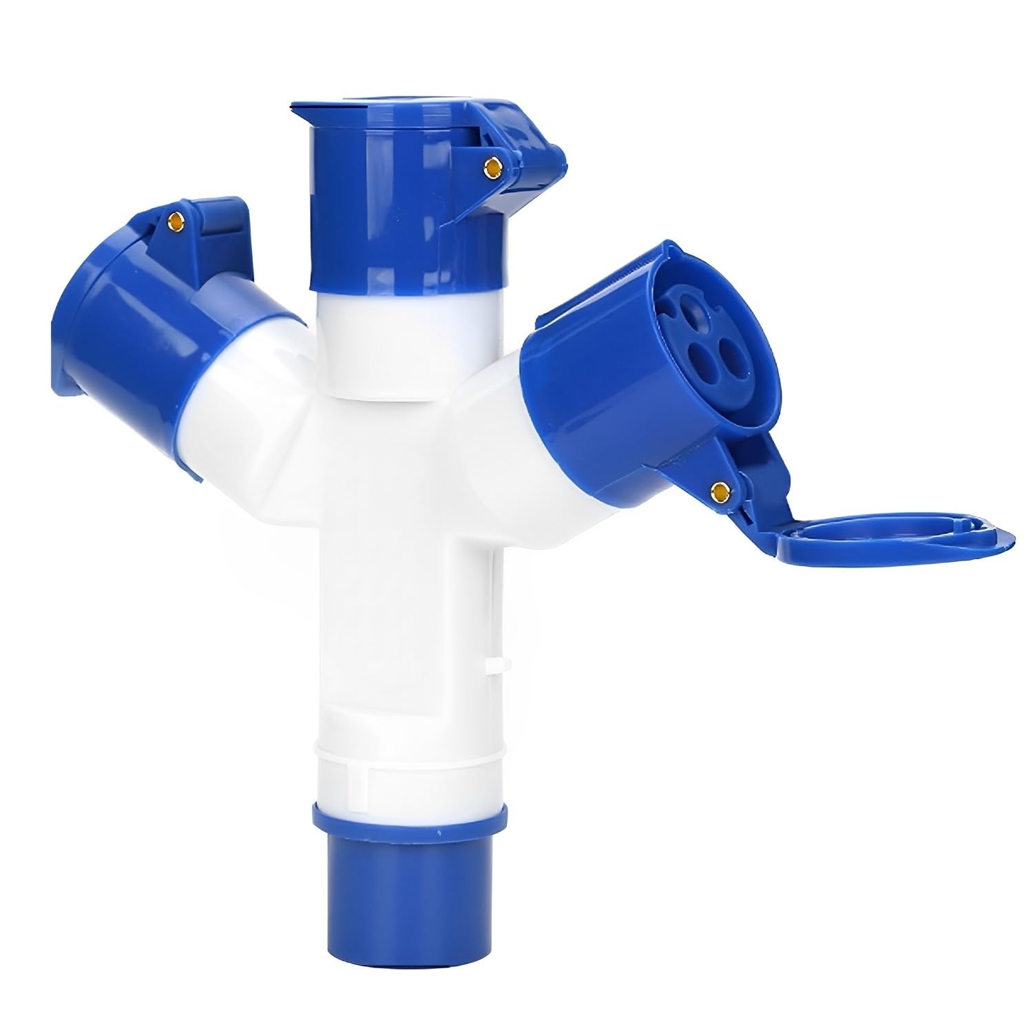 ExcInter 3PIN 32A Industrial Plug Socket Connector, 2P+E 220V-250V IP44 Waterproof 1 to 3 Way Electrical Splitter (1 Piece)