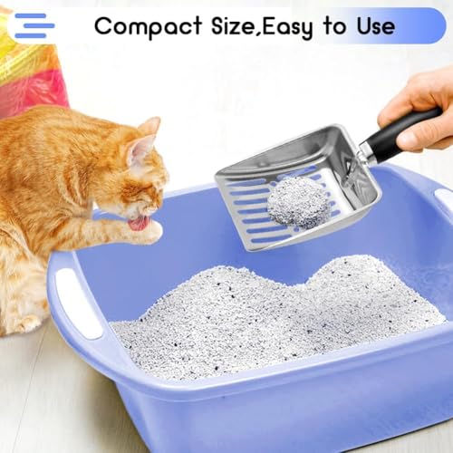Image of Inraimot Cat Litter Scoop - Stainless Steel Metal Cat Litter Scoop-Sturdy Mesh Scooper - Mesh Shovel-Easy to Clean - Suitable for Cat Litter Box - Light Black