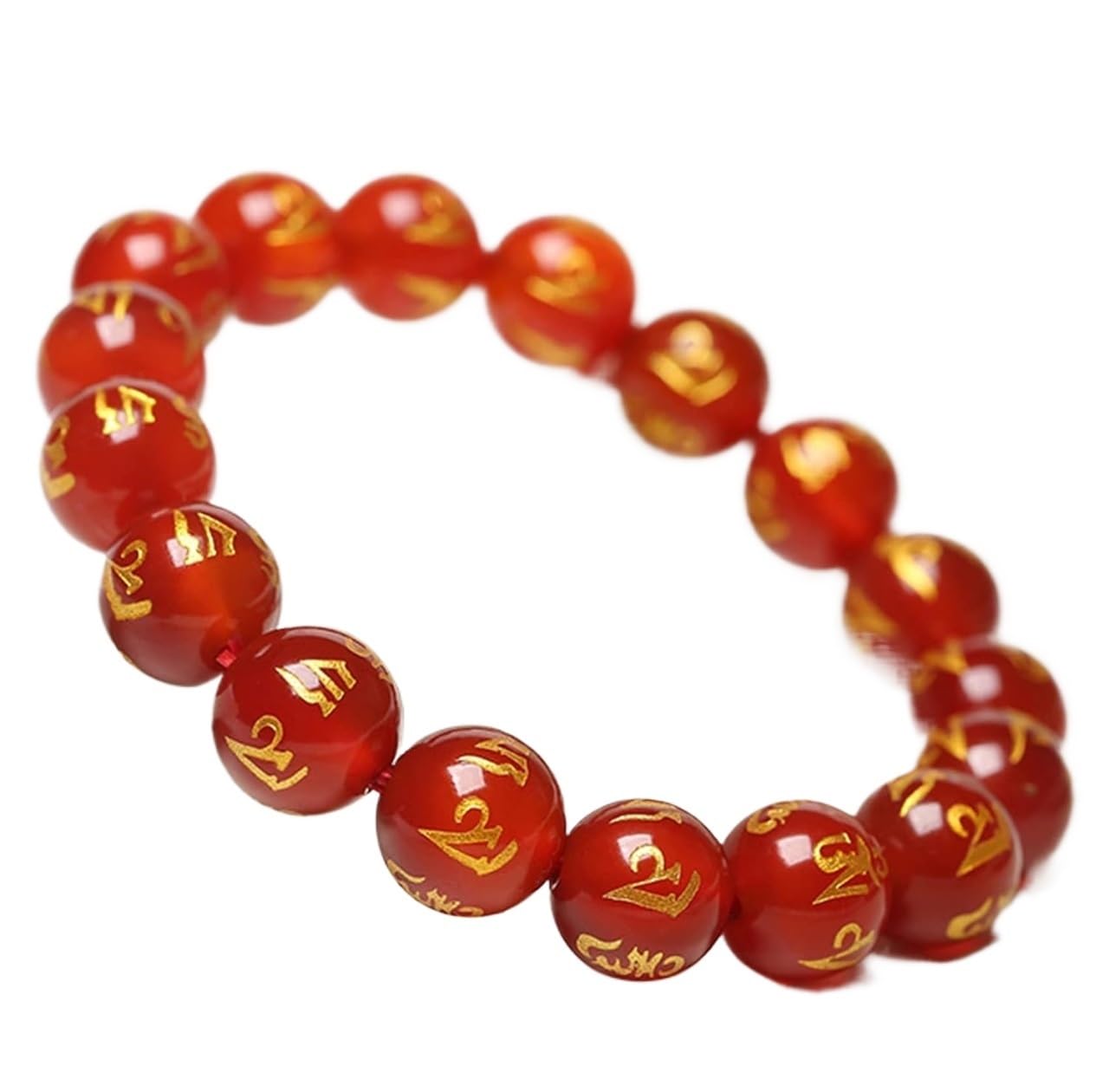 Nzpost Men's Red_14mm Crystal Bracelet,Agate Bracelet, Lucky Six-Character Mantra Charm Red Agate Balance Bracelet Beade