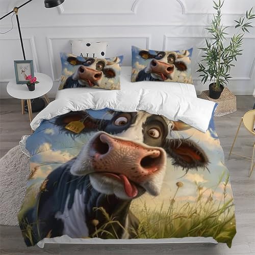Literie microfibre dessin animé avec housse de couette vache - 6