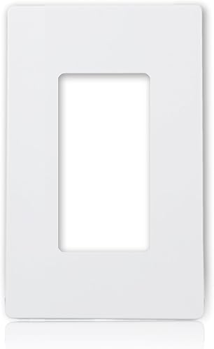 Maxxima Paquete de 10 enchufes decorativos de 1 banda, placa de pared sin tornillos, blanco, tamaño estándar, perfecto para interruptores de luz de