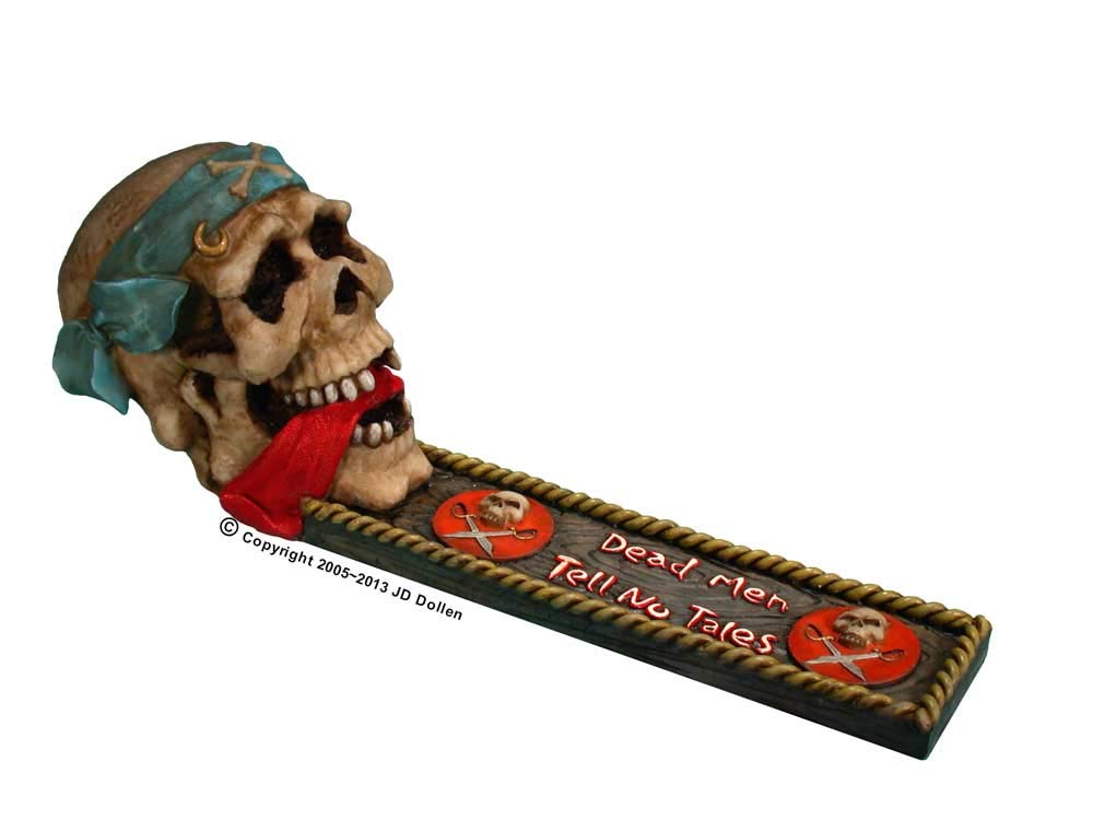 Dead Men Pirate Tattoo Skull Human Skull Replica Stick Incense Ashcatcher Burner by Nose Desserts Brand