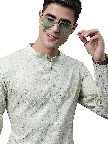 Image of Jompers Men's Cotton Embroidered Straight Kurta Pyjama Set