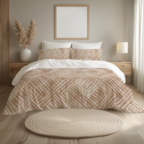 Image of LANE LINEN 400TC Morrison Bloom Super King Size Bedsheet with 4 Pillow Cases | 100% Cotton Digital Print Bedding Set (2.74 M x 2.74 M) | Modern Floral Pattern for Luxurious Comfort (Brown)