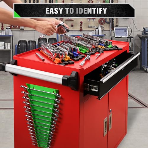 22-Piece Socket Organizer & Magnetic Wrench Organizer Set, 1/4", 3/8", 1/2" Drive Socket Holder, Total 64 Slots Metric & SAE Magnetic Wrench Holder (Socket, Wrenches not Included)