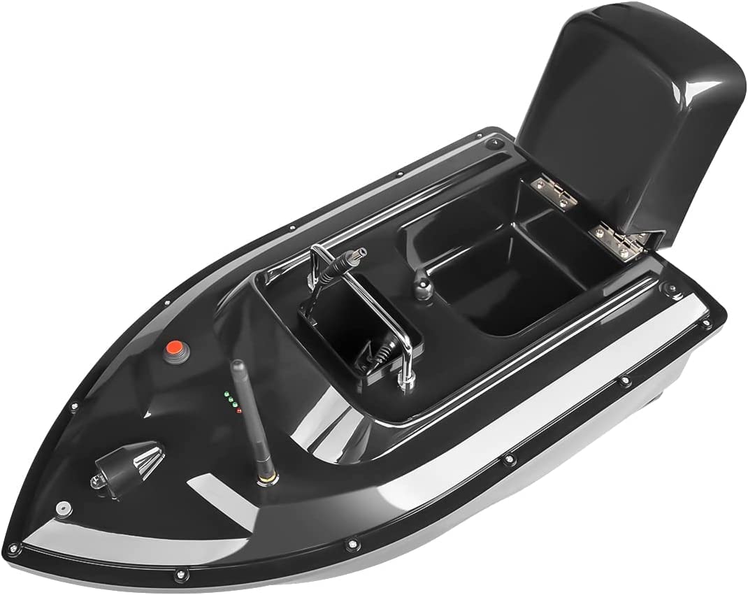 Fischköderboot RC Boot Köderboot 500m Fernbedienung Futterboot 1,5kg Laden Doppelmotor Fischfinder mit Sonarsensor Karpfenangeln Angler Geschenke für Männer (Schwarzes Boot mit Fischfinder)