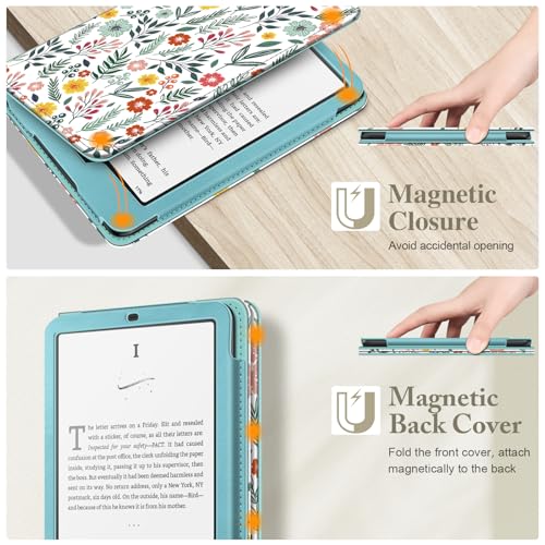 Image of Fintie Case for 7 inch /6.8 inch Kindle Paperwhite(12th /11th Generation-2024 /2021) and Kindle Colorsoft Signature Edition -Slim Foldable Stand Cover Auto Wake /Sleep for Paperwhite 2024, Spring Bloom