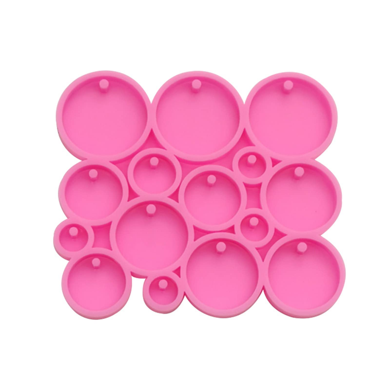 Maxtonser Round Keychain Mold Silicone Resin Mold Keychain Pendant with Hole Jewelry Making Epoxy Casting Craft Decor