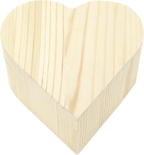 Caja de madera sin terminar en forma de corazón Madera de pino natural DIY Cajas de madera con tapa para manualidades de almacenamiento