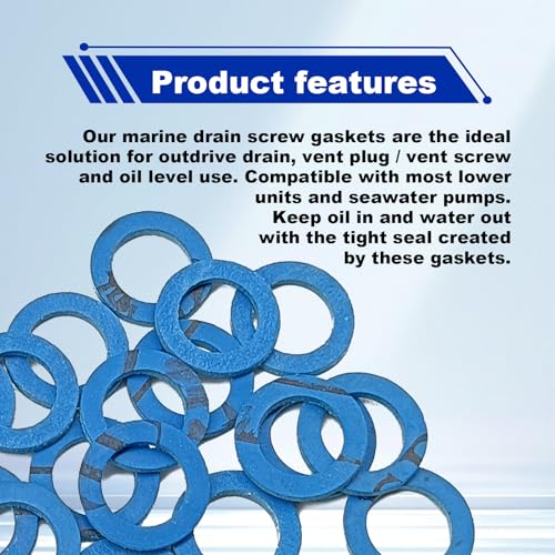 Image of 20 Pcs Lower Unit Drain Plug Seal Gasket, 3 /8-16 Gearcase Lube Oil Drain Screw Washer Replacement for Mercury Outboard Evinude Mercruiser Outdrive Tohatsu 12-19183-3 12-19183Q02 12-19183K02 18-2244