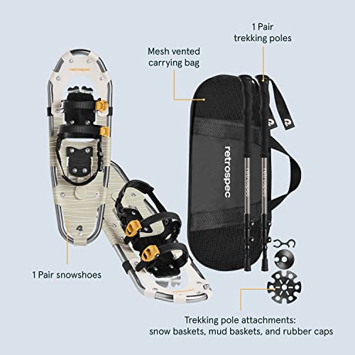 Image of Retrospec unisex adult Snowshoe and Trekking Pole Bundle, Laurel, 30 US
