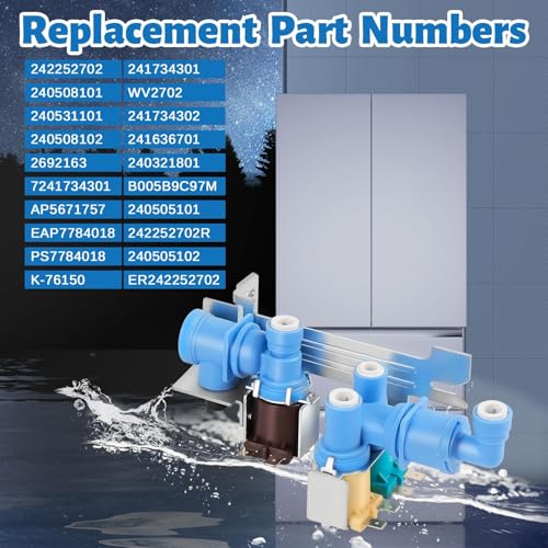 Image of Upgraded 242252702 Refrigerator Water Inlet Valve Replacement, Compatible with Frigidaire, Electrolux Kenmore Refrigerator Accessories AP5671757, 240531101, K-76150, 241734301, WV2702, 240321801