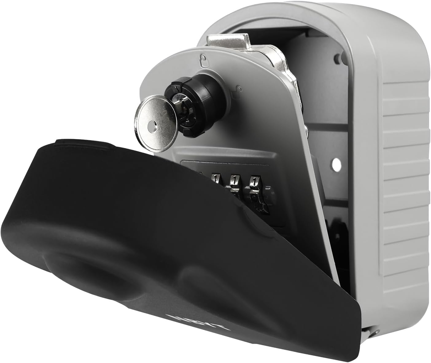 MAKINGTECKey Lock Box Extra Large, 4 Digit Lock and Spare Key Combination Key Safe Box Wall Mounted for Outdoor, Waterproof Key Storage Box Cabinets for Home Office Garage School (Grey)