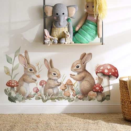 Vinilos adhesivos de pared con diseño de conejitos y bosque miniatura 6