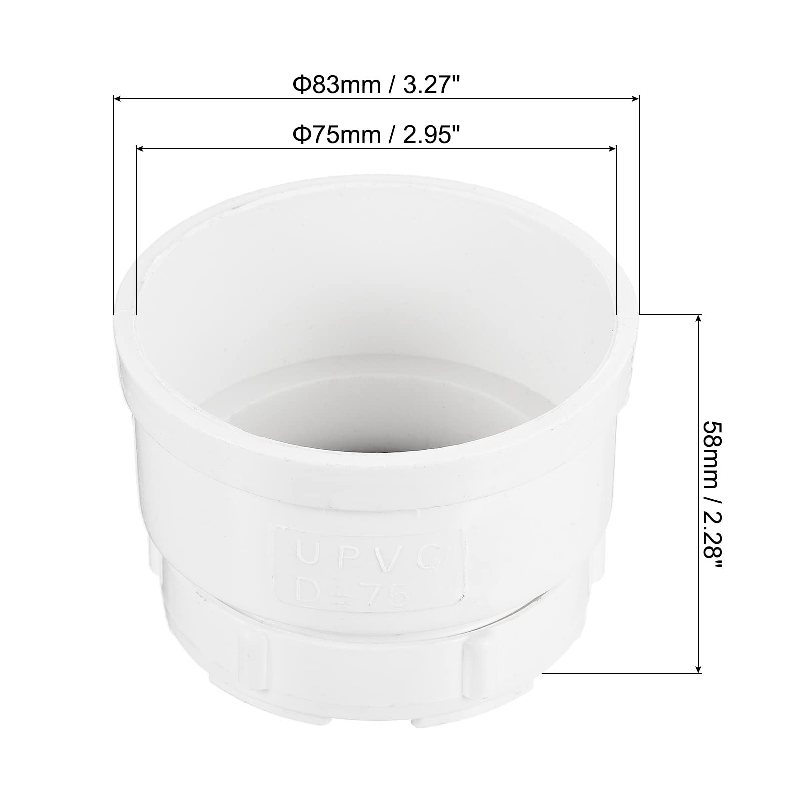 PATIKIL 3"/75mm PVC Pipe End Cap Fitting, 2 Pack Furniture Grade Plug Coupling Socket for DIY Garden - Image 2