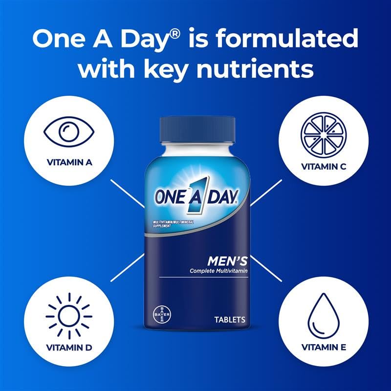 One A Day Men’s Multivitamin, Supplement Tablet with Vitamin A, C ,D, E and Zinc for Immune Health Support, Vitamin B12, Calcium, 200 count