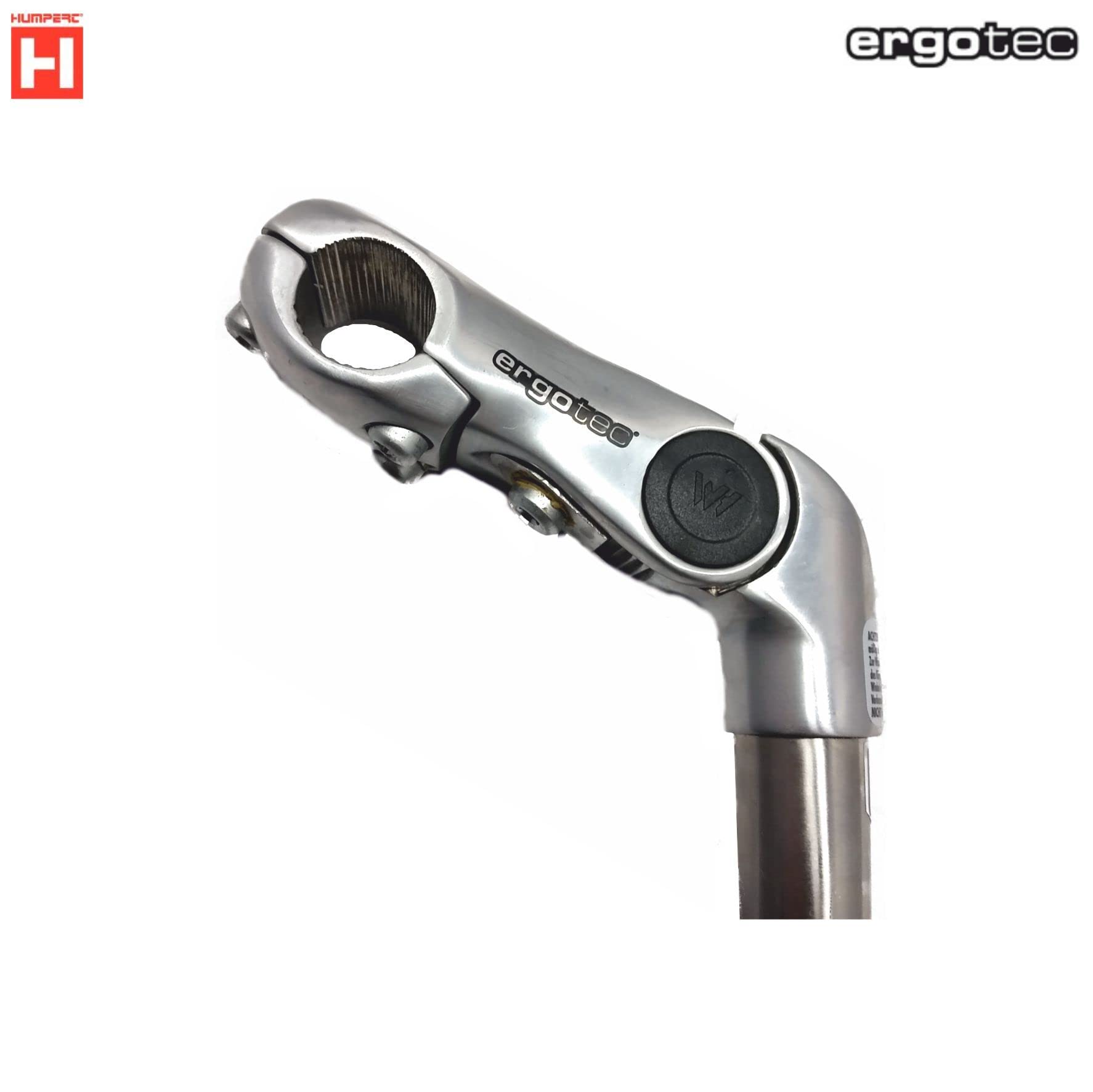 Ergotec - Potence de guidon - 25,4 mm - En acier inoxydable - Réglable - 10° à + 50° - Potence 22,2-90/300 mm - Avec démonte-pneu