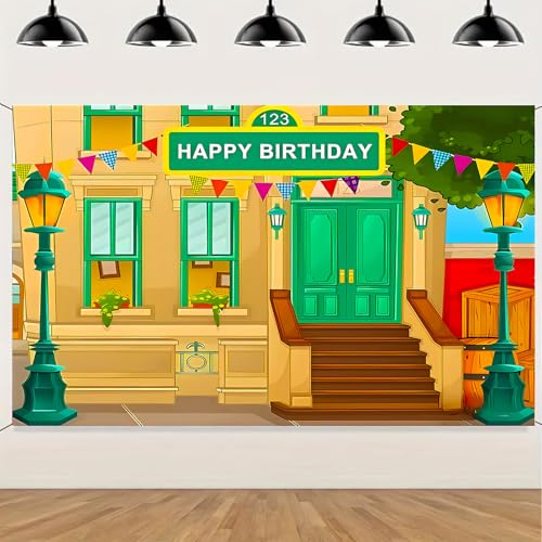 Photography Background Crayon Stationery 1st Birthday Backdrop Street House Baby Shower Background Decoration Banner Vinyl 5x3 feet