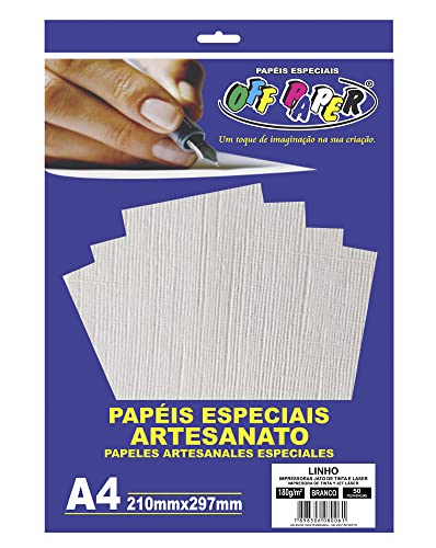 Papel Linho Branco, Off Paper, 6, Branco