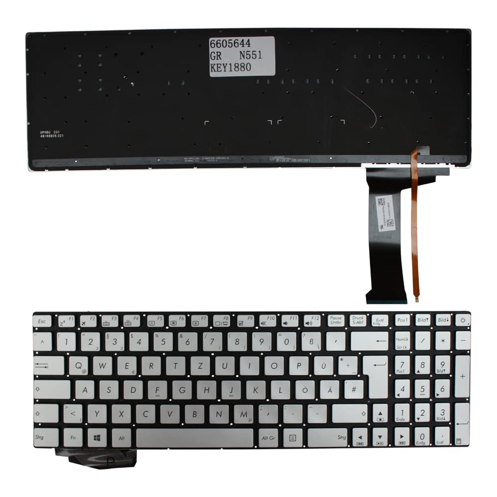 Clavier pour ASUS N551J Power4Laptops Robuste Rétroéclairé Finition Silver - 2