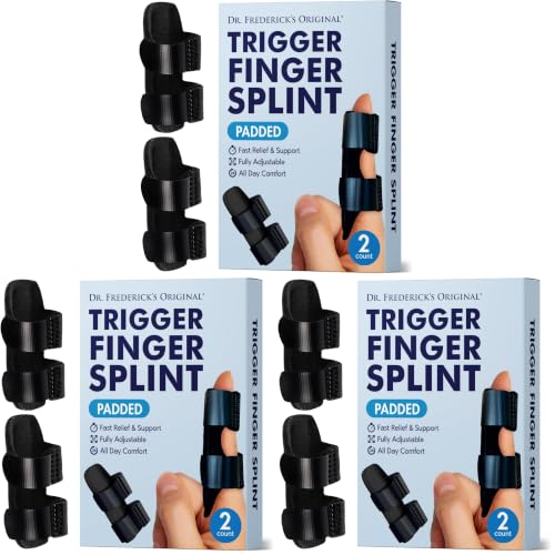 Image of Dr. Frederick's Trigger Finger Splint - 2 ct - HSA /FSA - Index, Middle & Ring Fingers - Padded Brace for Arthritis, Mallet Finger, Tendonitis - Adjustable, Doctor-Developed - Regular Black (Pack of 3)