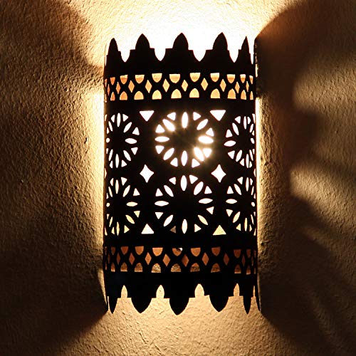 Casa Moro | Oosterse Marokkaanse handgemaakte ijzeren wandlamp met lichteffecten van 1001 Nachten "EWL17" handgemaakt in Marokko | L1630