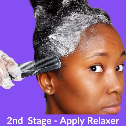 Haar Relaxer Kit für Afro & Natürliches Haar – No-Lye Relaxer Set mit Kamm & Duschhaube | Komplettes At-Home Glättungs-Set für Seidig Glattes Haar