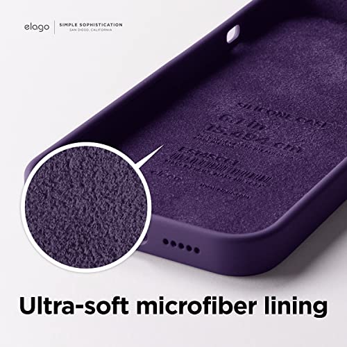 Image of elago Compatible with iPhone 14 Pro Max Case, Liquid Silicone Case, Full Body Protective Cover, Shockproof, Slim Phone Case, Anti-Scratch Soft Microfiber Lining, 6.7 inch (Deep Purple)