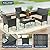 Kullavik 8 Pieces Outdoor Patio Furniture Set,PE Wicker Rattan Chairs Garden Conversation Sets with Tempered Glass Table and Soft Cushions for Lawn,Pool or Backyard,Sand