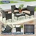 Kullavik 4 Pieces Outdoor Patio Furniture Set,PE Wicker Rattan Chairs Garden Conversation Sets with Tempered Glass Table and Soft Cushions for Lawn,Pool or Backyard,Sand