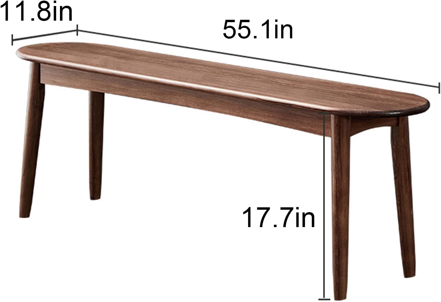 Wood Dining Bench,100% Natural Solid Oak Bed Bench,Rounded Corner Entryway Bench, Modern Dining Bench for Entryway, Bedroom, Dining Room, Kitchen- Easy Assembly, 140*30*45cm/55.1*11.8*17.7in