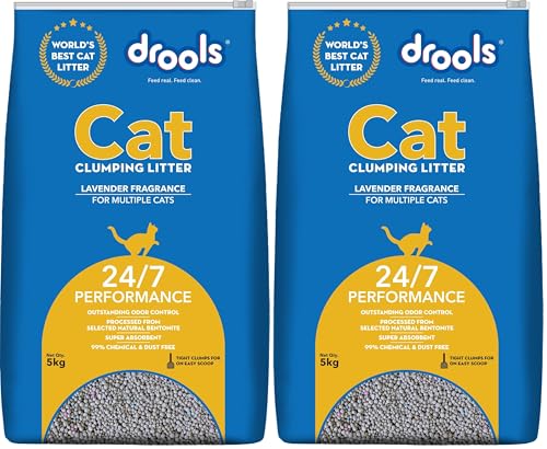 Image of Drools Bentonite Cat Litter (for Multiple Cats), Lavender Flavor 5 kg Pack (Pack of 2)