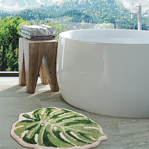 Roseate Big Leaf Super Soft Anti Skid (40x60 cm) Super Absorbent Mats Microfibre 2000 GSM Bath Mat for Bedroom/Kitchen/Door Mat/Floor Mat (Green) Pack of 1 2 512zPfqoh L