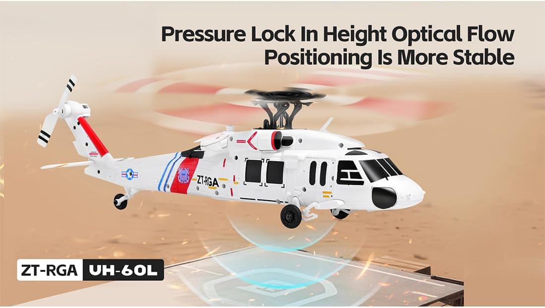 K270 UH-60L RC Helicopter with Optical Flow & Altitude Hold, 4CH Brushless Black-Hawk Scale Model, 6-Axis Gyro, One-Key Takeoff/Landing for Beginner(Military Green/4 Battery)