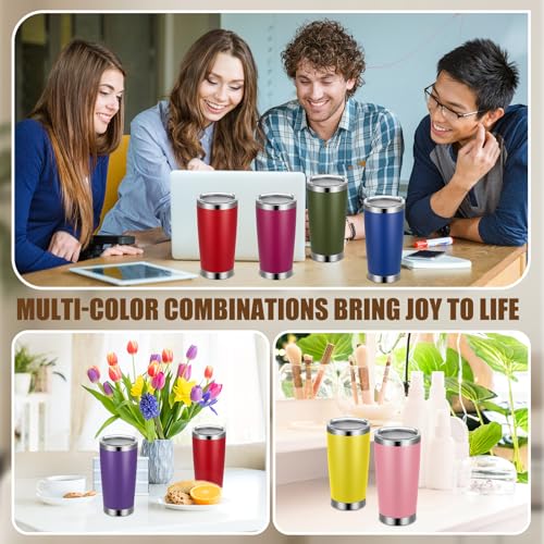 Sabary-50-Pcs-20-oz-Stainless-Steel-Tumbler-Bulk-with-Lids-Insulated-Vacuum-Travel-Mug-Powder-Coated-Coffee-Mug-Stainless-Steel-Skinny-Tumbler-Cup-for-Coffee-Beverages-Hot-Cold-Drinks-Bright-Color