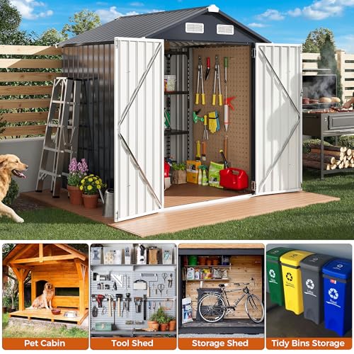 Image of IRONCK 5.7x5.7FT Outdoor Storage Shed, Tool Shed, Dark Blue