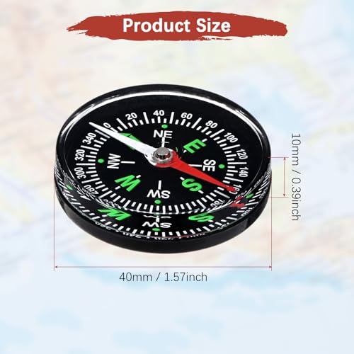 Brújula mini de 40mm pack x5 para camping y senderismo miniatura 3