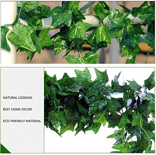 Plastic Creepers, Artificial Ivy Garlands Leafs Creepers Silk Greenery Hanging Vines Garlands Creeper Leaves for Decoration (24 Strings, Green, 6 Foot Each, 30 Leaves in Each)