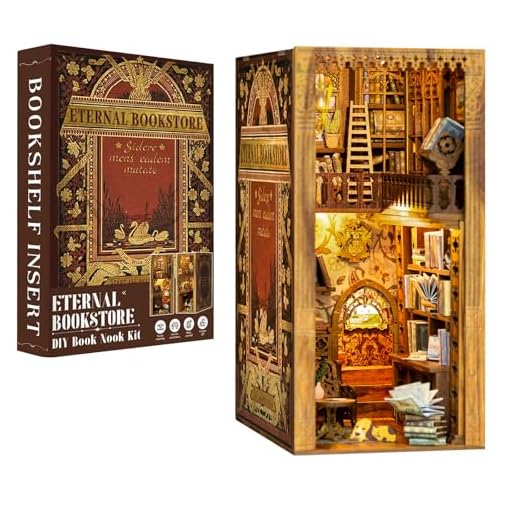 CUTEBEE - Kit per modellino fai da te, Book Nook, diorama, in miniatura, con luce LED, fermalibri 3D in legno, per modellismo, adulti, da costruire (la biblioteca eterna)