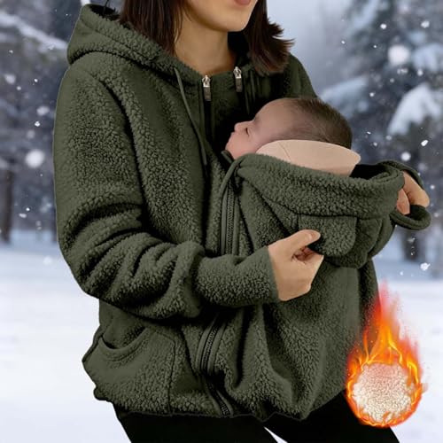 RODYETQQ Maternity Coat Winter Mom Cozy Thicken Coats Fleece Zip Jacket - image 3