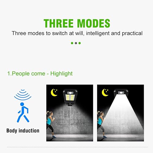 Miniatura 2 de 120 luces LED solares para exteriores, sensor de movimiento inalámbrico Ip65, control remoto, luces solares de estacionamiento, luz de pared de