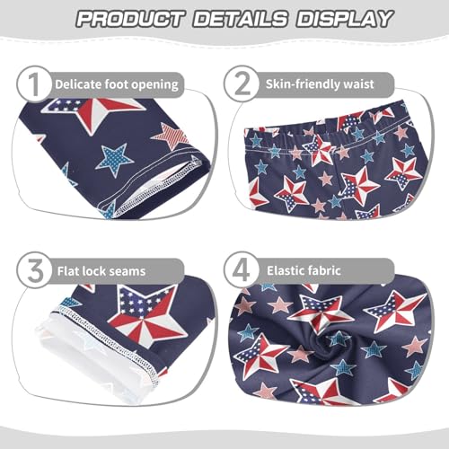 Red Blue Flag Stars Girls Leggings,Workout Leggings for Girls Toddler Athletic Leggings Size for 3-10T3