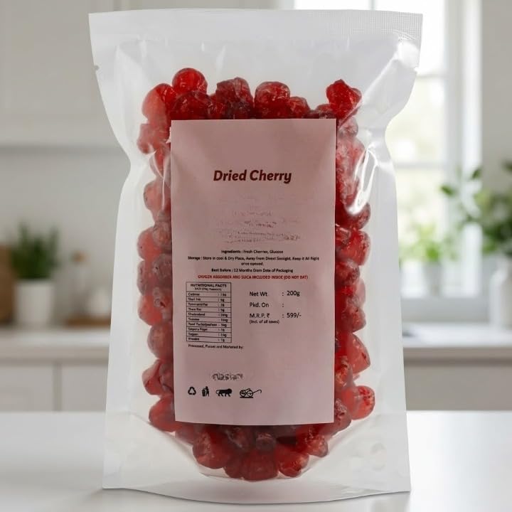 Dried Cherries| Vegan, Non-GMO & No Preservatives | Healthy & Tasty Ideal For Snacking 200Gms