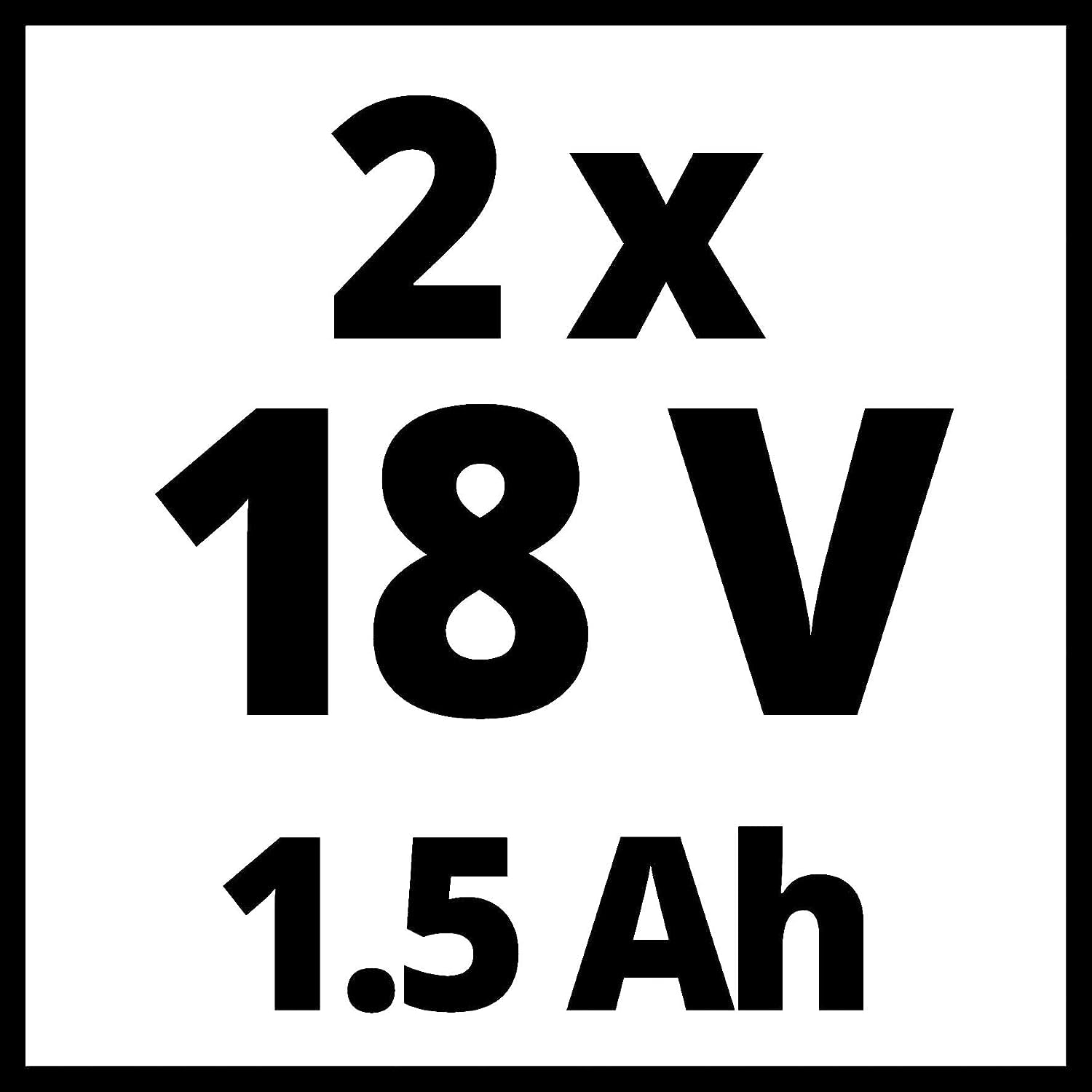 Einhell TC-CD 18-2 Li (2x1,5 Ah) Trapano avvitatore a batteria (2 x 18 V, 1,5 Ah, Li-Ion, tempo ricarica 3-5 h, 2 velocità, vel. 1 giri min. 0-350, vel. 2 giri min. 0-1250, torsione 38 Nm, mandrino 10mm, incl. 2 batteria 1,5 Ah, caricabatterie e valigetta