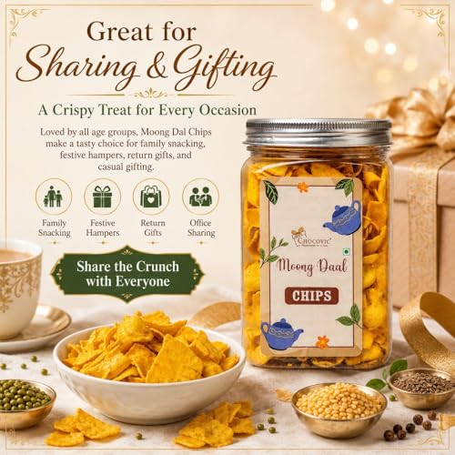 Image of Chocovic Moong Dal Chips 85g | Crispy & Protein-Packed Snack | Made with Premium Moong Dal | Healthy Vegetarian Crunchy Chips | Perfect Anytime Snack for Home, Office & Travel