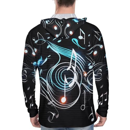 Men's Sun Shirts UPF 50+ Rash Guard Long Sleeve Sun Protection Hoodie Music Note Lightweight Shirt 3XL White3
