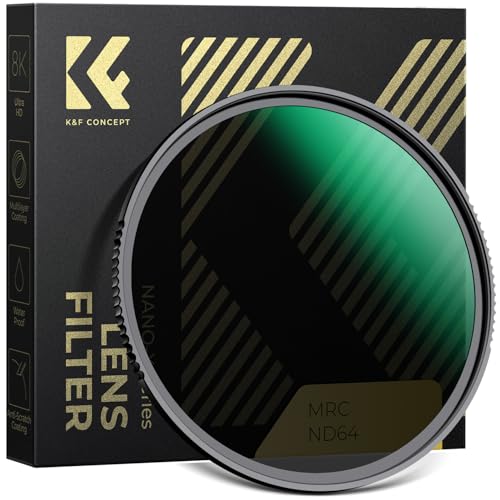K&F CONCEPT Nano Xcel Filtro ND64,77mm ND64(6 Pasos) Filtro Densidad Neutral de Vidrio Óptico HD con 28 Capas Revestimiento Nano